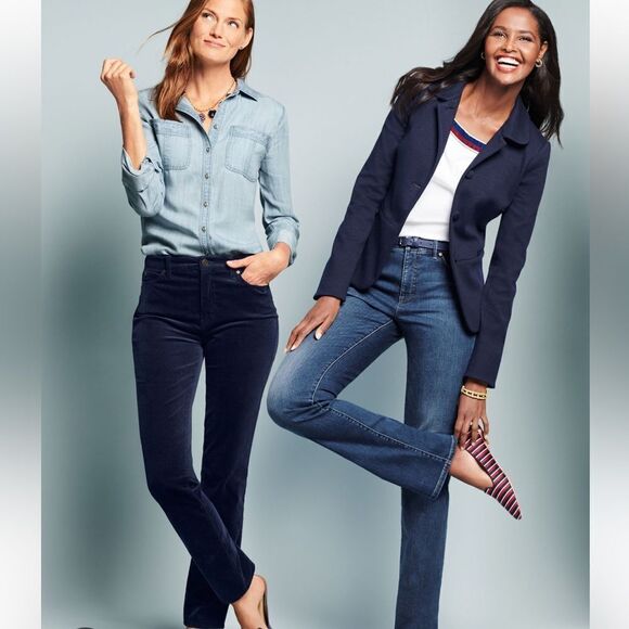 Talbots Navy Blue High Waist, Straight Leg Corduroy Pants size 2P NWT - Picture 3 of 13